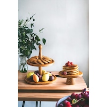 Justwood 2 Li 2 Katlı Kek Stantı Ve 20 Cm Mini Kurabiye Pasta Sun
