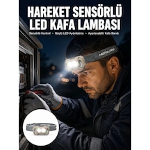 Mey İthalat Şarjlı Wave Sensörlü Led Kafa Feneri Outdoor Kullanım Yeni Nesil Çok Renkli
