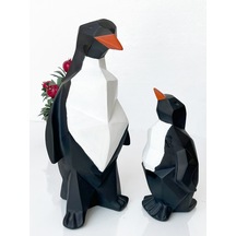 Dekoratif Biblo Penguen Ve Yavrusu , Hediyelik Penguen Ve Ailesi