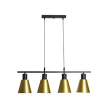 Pera Modern Salon - Mutfak - Cafe Metal Sıvama 4 Lü Siyah Kasa Gold Renk Sarkıt Avize Diğer