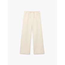 Koton Düğmeli Modal Karışımlı Geniş Paça Pantolon Bej 6skg40010aw Ekru