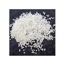 Ekose Desen Krem 3 Mm Plastik İnci Boncuk Takı Aksesuar Malzemesi 25 Gr