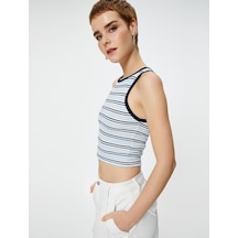 Koton Crop Atlet Slim Fit Ribanalı Lacivert Çizgili 4sal30095ık 4SAL30095IK7S2