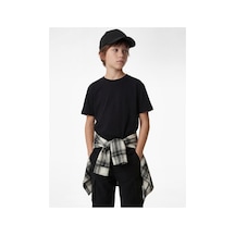 Koton Erkek Çocuk Pamuklu Kısa Kollu Bisiklet Yaka Oversize Basic Tişört Siyah
