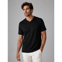 Bisse Siyah V Yaka Basic T-shirt Ts26y26101 D99