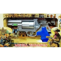 Oyuncak Kapsül Tabancası Oyuncak Metal Tabanca Gümüş Mavi Renk Tabanca Oyuncak Silah Karne Hediyesi