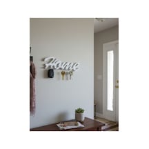 Home Yazı Tasarımlı Dekoratif 7 Bölmeli Anahtarlık Duvar Tipi Modern Askılık Beyaz - 834234567 Beyaz