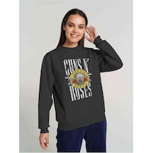 N Roses Metal Rock Müzik Music Baskılı Füme Antrasit Kadın Sweat