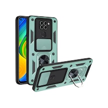 Newface Xiaomi Redmi Note 9 4g Kılıf Pars Lens Yüzüklü Silikon - Yeşil