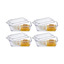 Paşabahçe Bölmeli Saklama Kabı 4 Adet Zeytinlik Tereyağlık 96764 Şeffaf