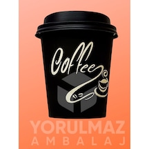 12 Li 8 Oz 220 Cc Siyah Kapaklı Karton Bardak Sızdırmaz Kapaklı, Sıcak & Soğuk İçecekler İçin Dayanıklı Kullan At Ka Diğer