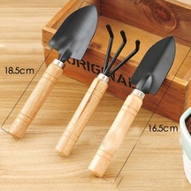 Pazly 3 Parçalı Bahçe Aleti Seti - Bonsai & Çiçek Bakımı İçin Ahşap Saplı