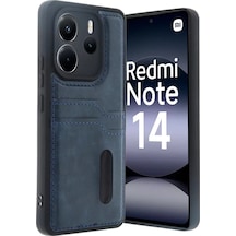 Newface Xiaomi Redmi Note 14 4g Kılıf Sara Kartvizitli Deri Kılıf - Lacivert