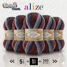 Süperlana Maxi Batik - 8130 - 5'li Paket - 100gr/100m - El Örgü İpi - Atkı Yelek Kazak İpi