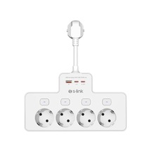 Prz08 Beyaz 4 Soketli 15cm 1 Usb 2 Type-c Pd20w Tam Bakır Kablolu Akım Korumalı Priz