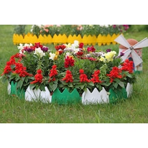 Dekoratif Bahçe Çiti 8 Adet 1.36 Cm Lale Kabartmalı Desen Beyaz