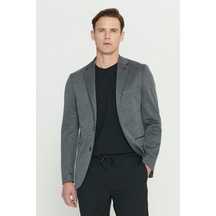 Ac&Co / Altınyıldız Classics Erkek Antrasıt 360 Her Yöne Esneyen Slim Fit Dar Kesim Mono Yaka Desenli Blazer Ceket Antrasıt Antrasit