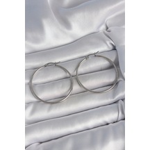 316 Çelik Gümüş Renk 43 Mm Halka Model Kadın Küpe Çok Renkli