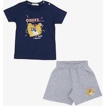 Breeze Girls & Boys Erkek Çocuk Şortlu Takım Fotoğrafçı Aslancık Baskılı 1-4 Yaş, Lacivert-lacivert Lacivert