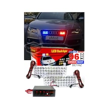 96 Led 3 Modlu Panjur İçi Çakar Led Panjur Arası Çakar Kırmızı Mavi 48x2 Led Lamba Flaşlı Polis Işığı 12v 00 Şüscaroto Aksesuar