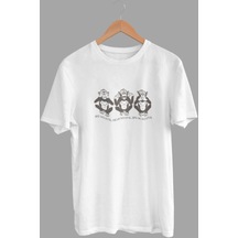 Daksel Beyaz Renk Basic Maymun Baskılı Erkek T-shirt Dks4259