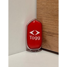Togg T10x-t10f Uyumlu Anahtar Kılıfı Amblemli Kırmızı-gümüş
