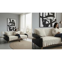 Jakarlı Koltuk Örtüsü 170x220 Cm/ Kaymaz, Şık, Dayanıklı Ekru
