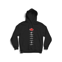 Naruto Anime Baskılı Kapüşonlu Sweatshirt Siyah