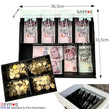 6 Banknot 4 Madeni Para Gözlü Gizli Evrak Hazneli Plastik Çekmece İçi Para Düzenleyici 36,5x33,5x7cm