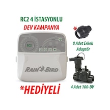 Rain Bird Dış Mekan Rc2-4 İstasyonlu Kontrol Ünitesi + 4 Adet 100dv Vana Seti