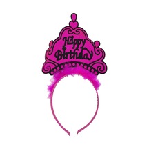 Parti Happy Birthday Yazılı Neon Fuşya Renk Doğum Günü Tacı Çok Renkli