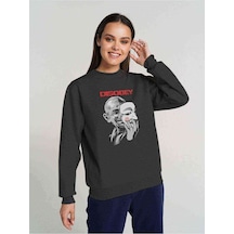 For Vendetta Dısobey Metal Baskılı Füme Antrasit Kadın Sweatshir