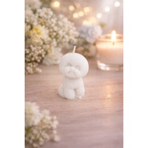 Shıne Candles- Dekoratif Köpek Mum Sevimli Tasarım- Beyaz Renk Beyaz