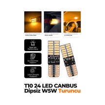 T10 Dipsiz W5w Canbus 24 Ledli Turuncu Park Plaka Ampulü 2 Adet