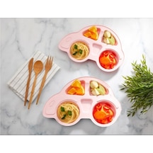 Bayev 2'li Mama Tabağı 2 Adet Pembe Bebek Ve Çocuk Bölmeli Yemek Tabağı