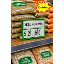 10 Adet - Fiyat Kasetlik Manav Kasap Şarküteri Etiketi Rakamlı Fiyatlık Ayaklı Küçük Boy 77x62 Mm Yeşil