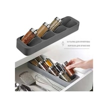 Qingmipy 8 Bölmeli Baharat Düzenleyici, Kaymaz Tabanlı, Dayanıklı Polimer-kum Kompozit, Mutfak Organizasyonu Gri