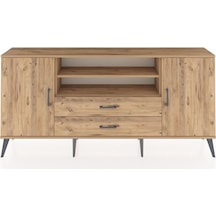 Arges Konsol 4 Raflı 2 Çekmeceli 2 Kapaklı 176x30x83 Çam-çam/çam Çam/çam