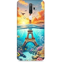 Oppo A9 2020 Uyumlu Denizaltında Eyfel Hayali Desenli Silikon Kılıf Çok Renkli