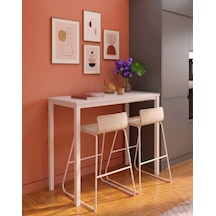 Beyaz Bar Masası 116x45x92cm Mutfak Masası & Kahve Köşesi İçin Modern Çok Amaçlı Masa