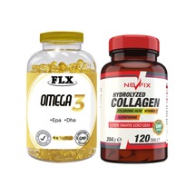 Omega 3 Balık Yağı 90 Softgel & Nevfix Collagen Hyluronic Acid Vitamin C Glutathione 120 Tablet