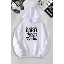 Macklin Unisex Kadın Erkek Playboi Carti Özel Tasarım Baskılı Kapşonlu Sweatshirt Beyaz Mck1053 Beyaz