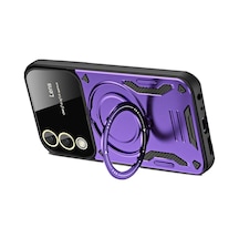 Galaxy  Uyumlu- S25 Edge Kılıf Joy Lens Standlı Kapak - Mor Çok Renkli