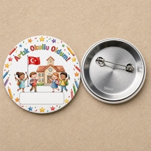 Fikart Artık Okullu Oldum - Yıldızlı - Okul Ve Öğrenci Temalı 58mm İğneli Metal Buton Rozet Çok Renkli