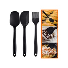 Isıya Dayanıklı Yanmaz Yapışmaz Silikon Spatula Seti 3 Parça Siy