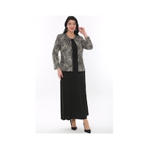 Ladies First Büyük Beden 3825 Siyah-altın Ceket+elbise Takım 001