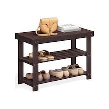 Ayakkabı Rafı Tezgahı, 3 Katmanlı Bambu Ayakkabı Depolama Düzenleyici, Giriş Tezgahı, 250 Lbs'ye Kadar Tutar, 25 X 27,6 X 40,8 Cm, Giriş Yolu Banyo Yatak Odası İçin, Kahverengi Ulbs04z Belirtilmemiş