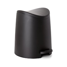 Kapaklı Küçük Plastik Banyo Çöp Kutusu 3 Litre Siyah Modern Kavisli Ayak Pedallı Çöp Kovası, Mini Mutfak Çöp Kutusu, Yatak Odası, Ofis, Masa Altı İçin Dayanıklı Ve Yumuşak Kapanır