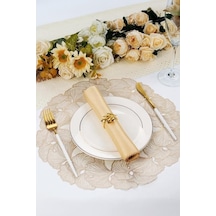 6 Lı Amerikan Servisi Supla Yuvarlak Gold 38 Cm Acr-626/20 Çok Renkli