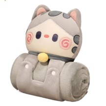 Karikatür Ofis Öğle Yemeği Molası Battaniye-gri